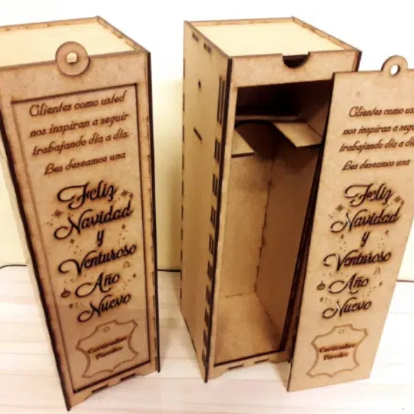 Plantilla para CNC y corte – Caja para botella de vino «Navidad»